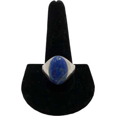 Vintage Sterling Silver and Lapis Signet Ring - image 1