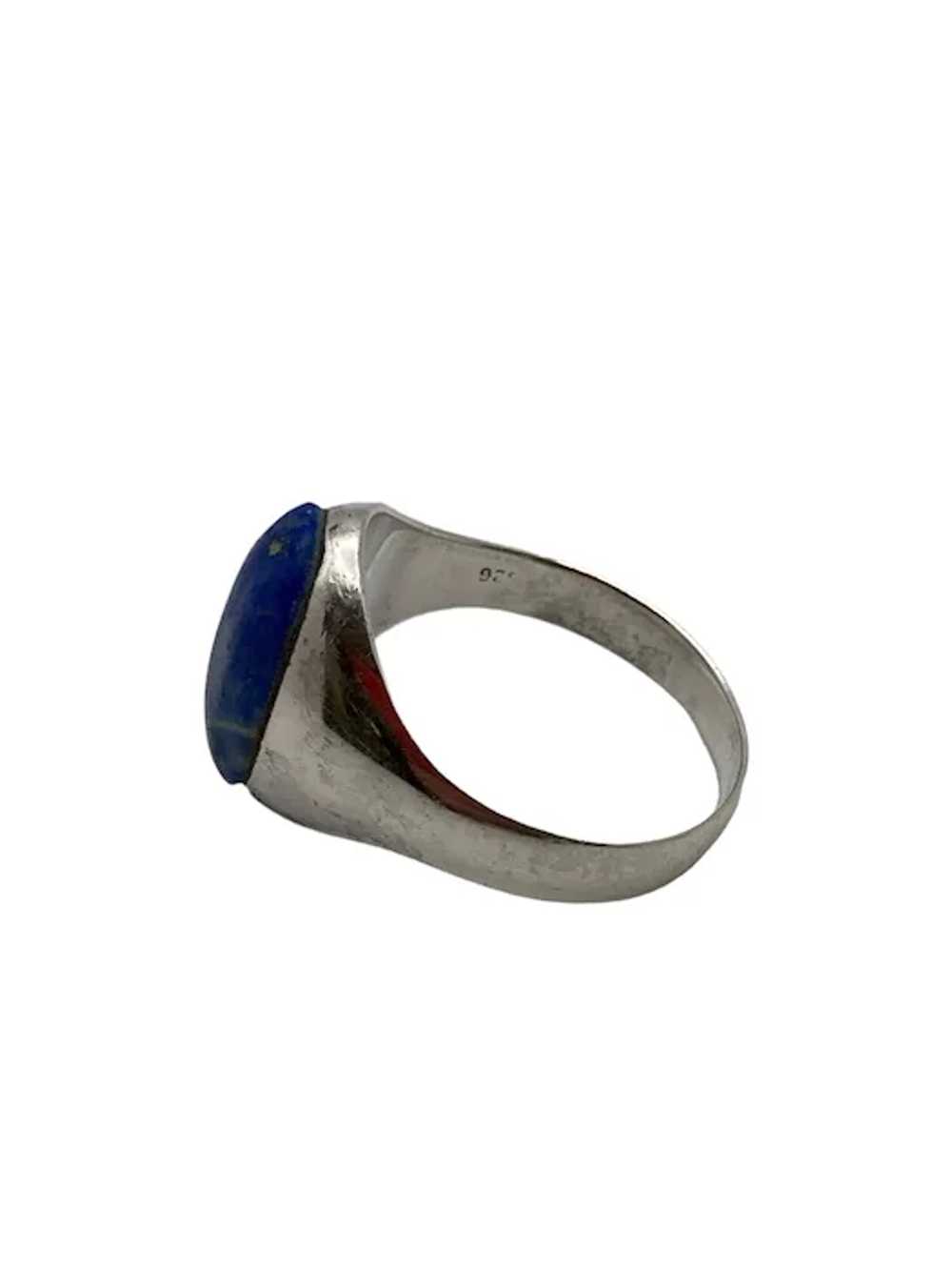 Vintage Sterling Silver and Lapis Signet Ring - image 6