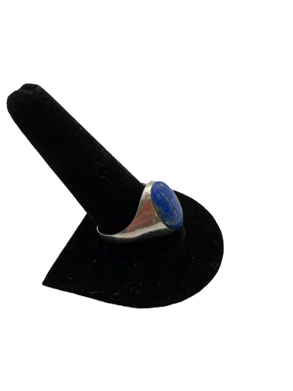 Vintage Sterling Silver and Lapis Signet Ring - image 7