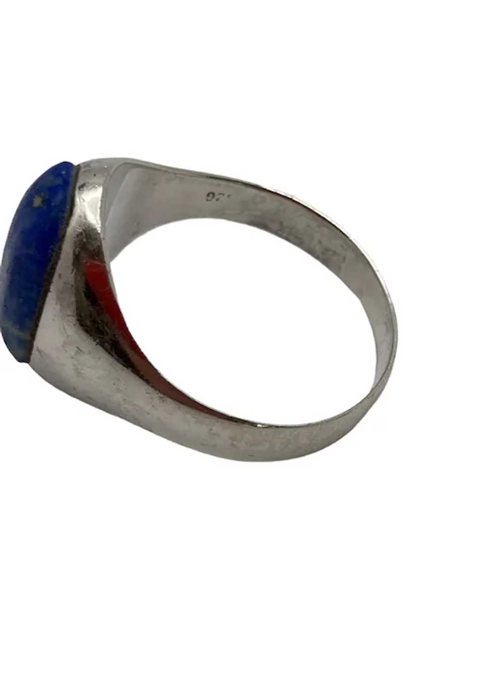 Vintage Sterling Silver and Lapis Signet Ring - image 8