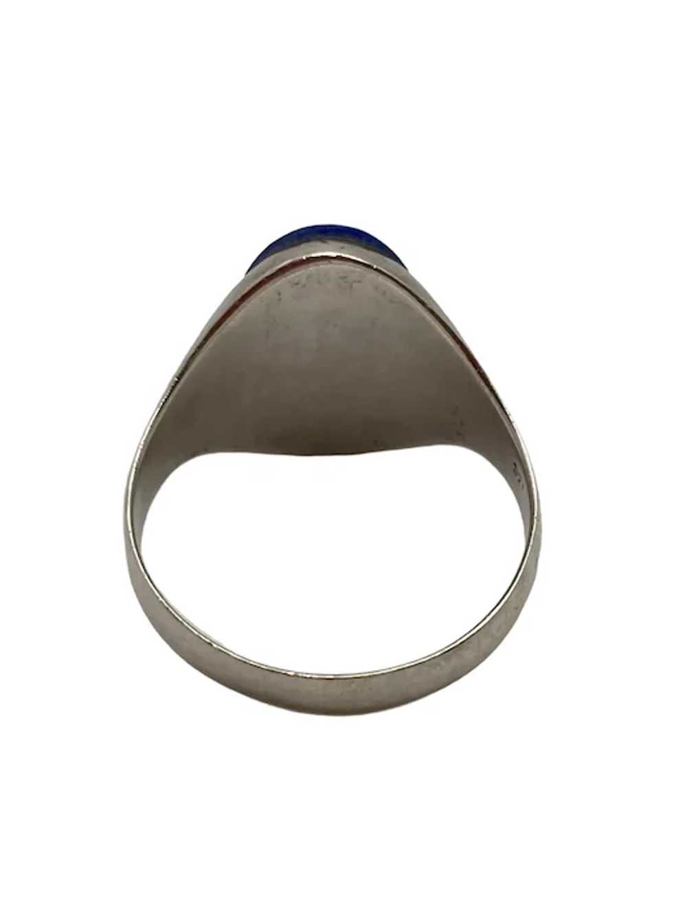 Vintage Sterling Silver and Lapis Signet Ring - image 9