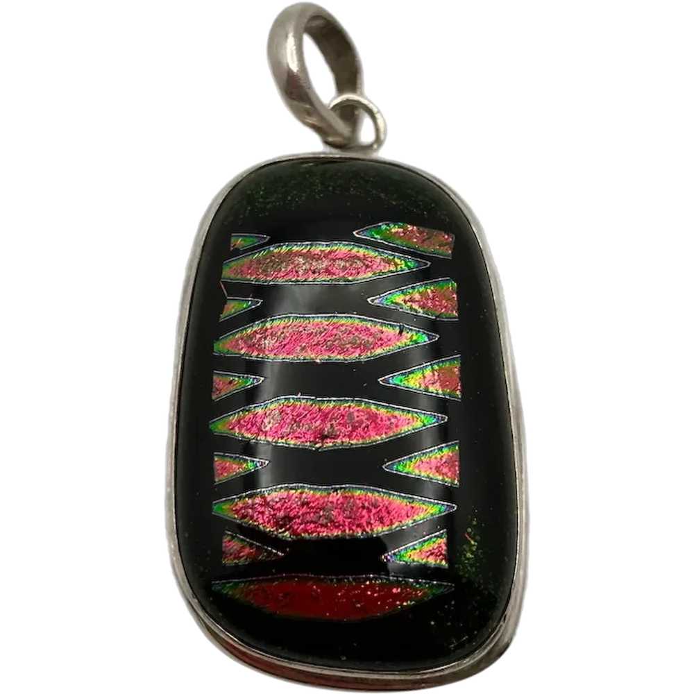 Sterling Silver and Dichroic Art Glass Pendant - image 1