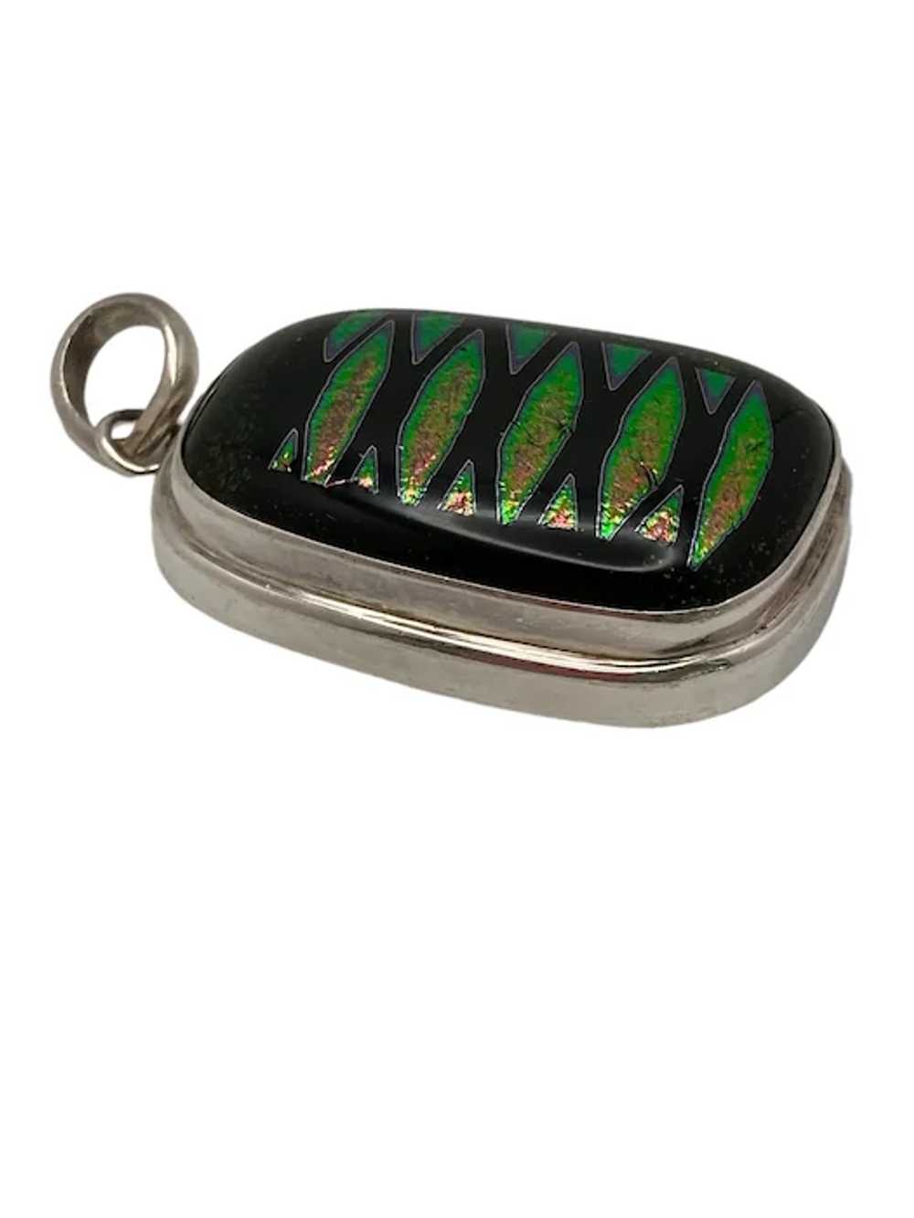 Sterling Silver and Dichroic Art Glass Pendant - image 2