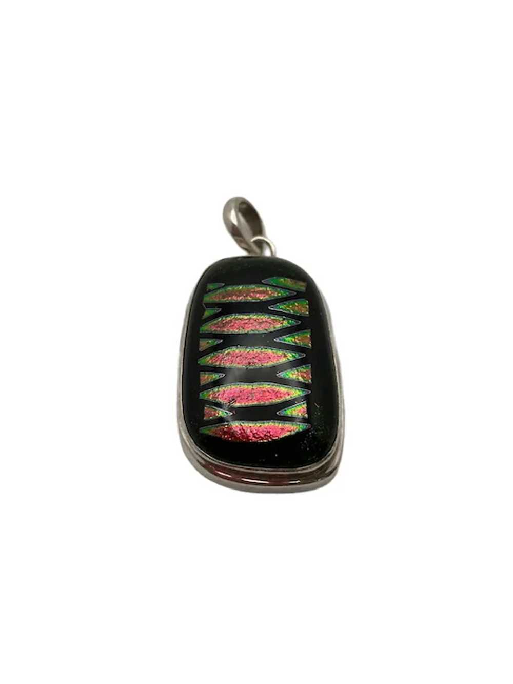 Sterling Silver and Dichroic Art Glass Pendant - image 3