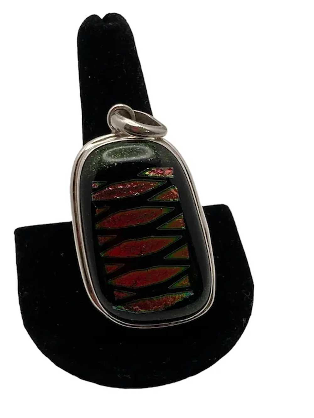 Sterling Silver and Dichroic Art Glass Pendant - image 4