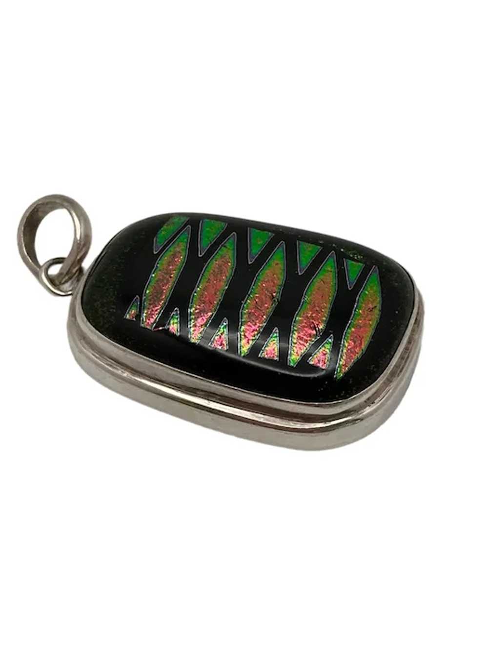 Sterling Silver and Dichroic Art Glass Pendant - image 5