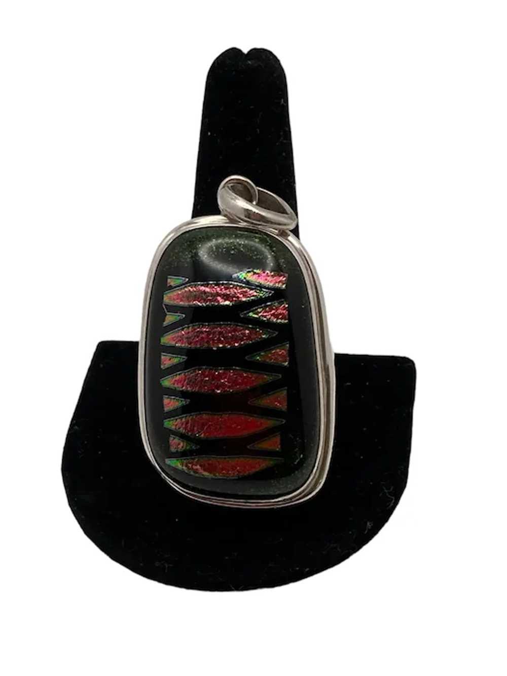 Sterling Silver and Dichroic Art Glass Pendant - image 6