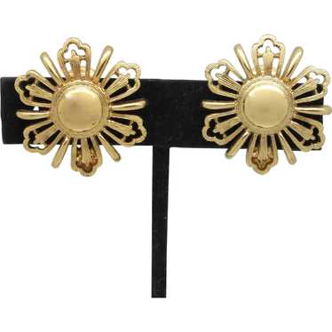 Monet Goldtone Flower Earrings - image 1