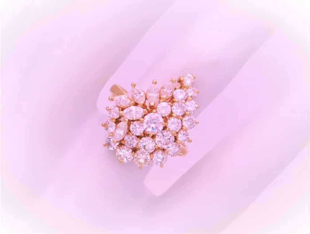 Vintage 18k Gold Diamond Cluster Ring - image 7