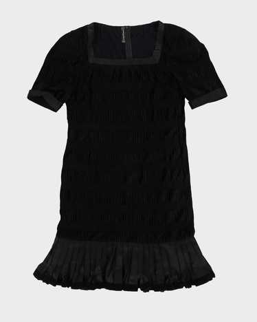 Louis Feraud Black Micro Pleated Velvet Dress - M - image 1