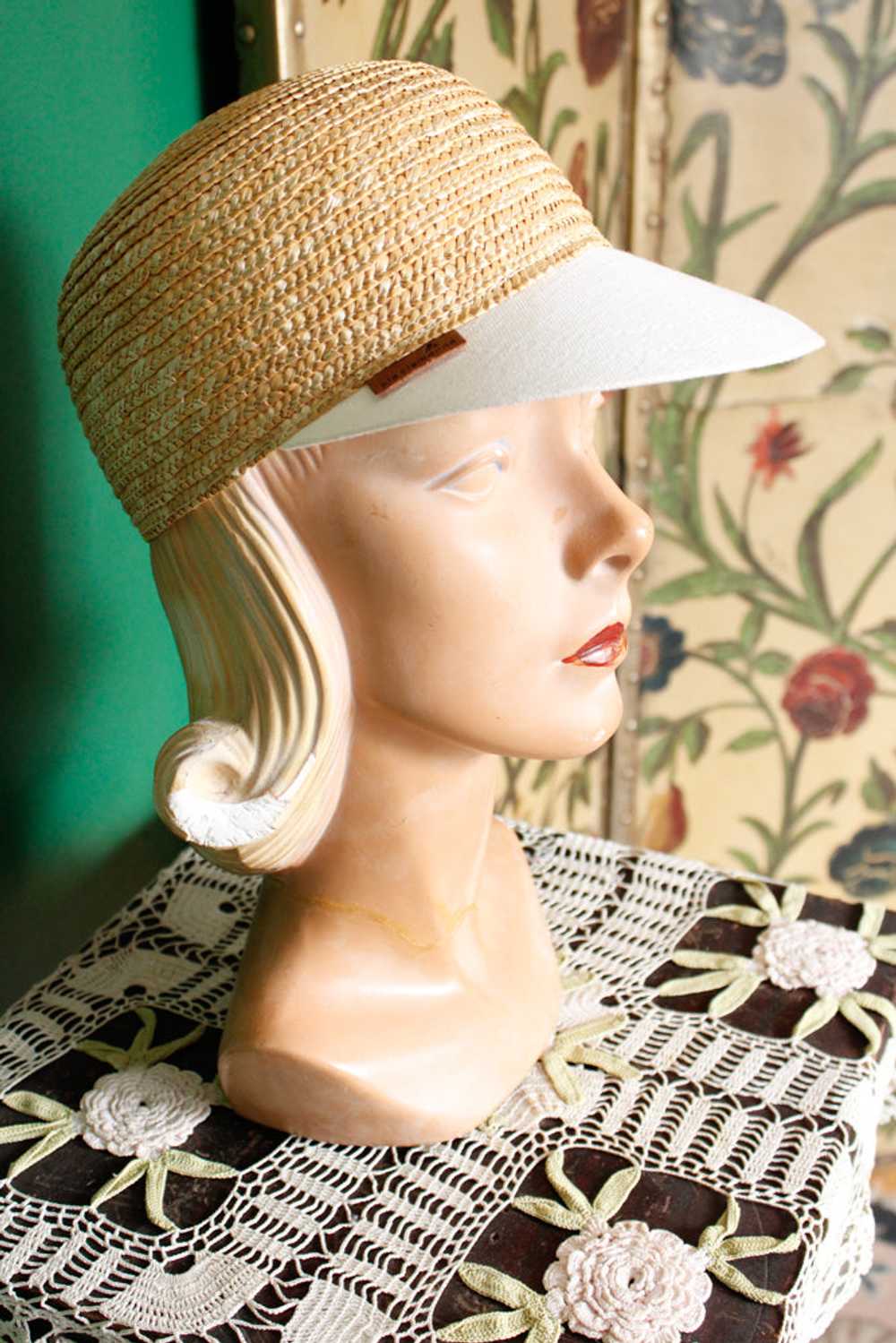 1990s does 1930s Liz Claiborne Straw & Canvas Hat - image 9