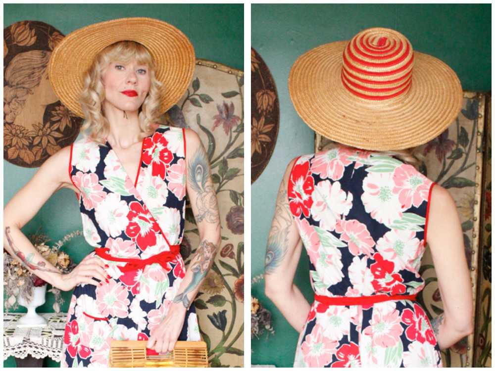 1940s Summer Woven Cartwheel Hat - image 1