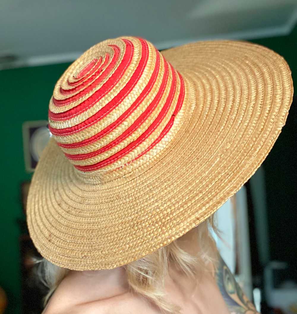 1940s Summer Woven Cartwheel Hat - image 5