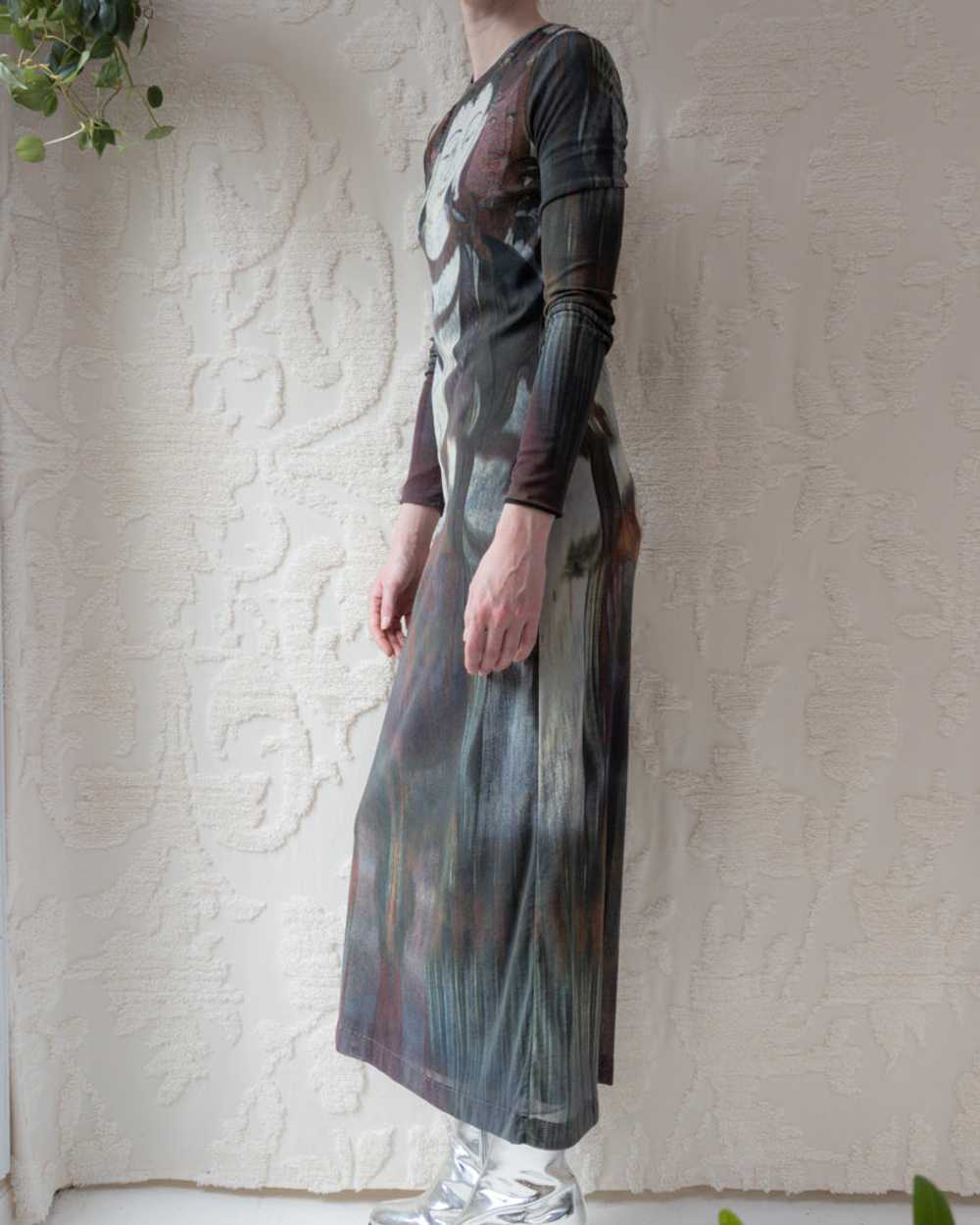 90s Vivienne Tam Kuan Yin Printed Mesh Dress - image 6