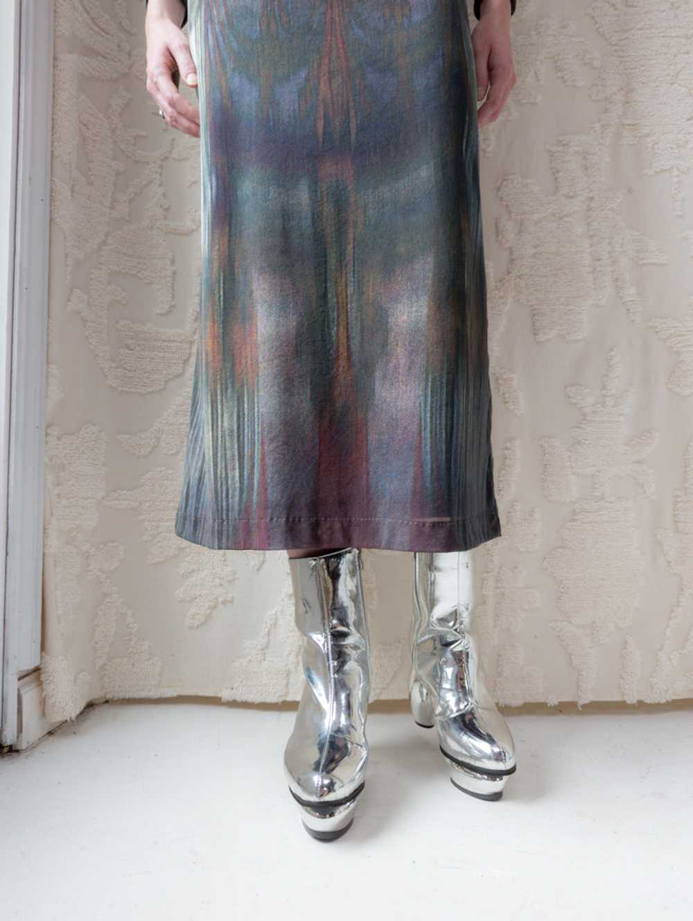 90s Vivienne Tam Kuan Yin Printed Mesh Dress - image 7