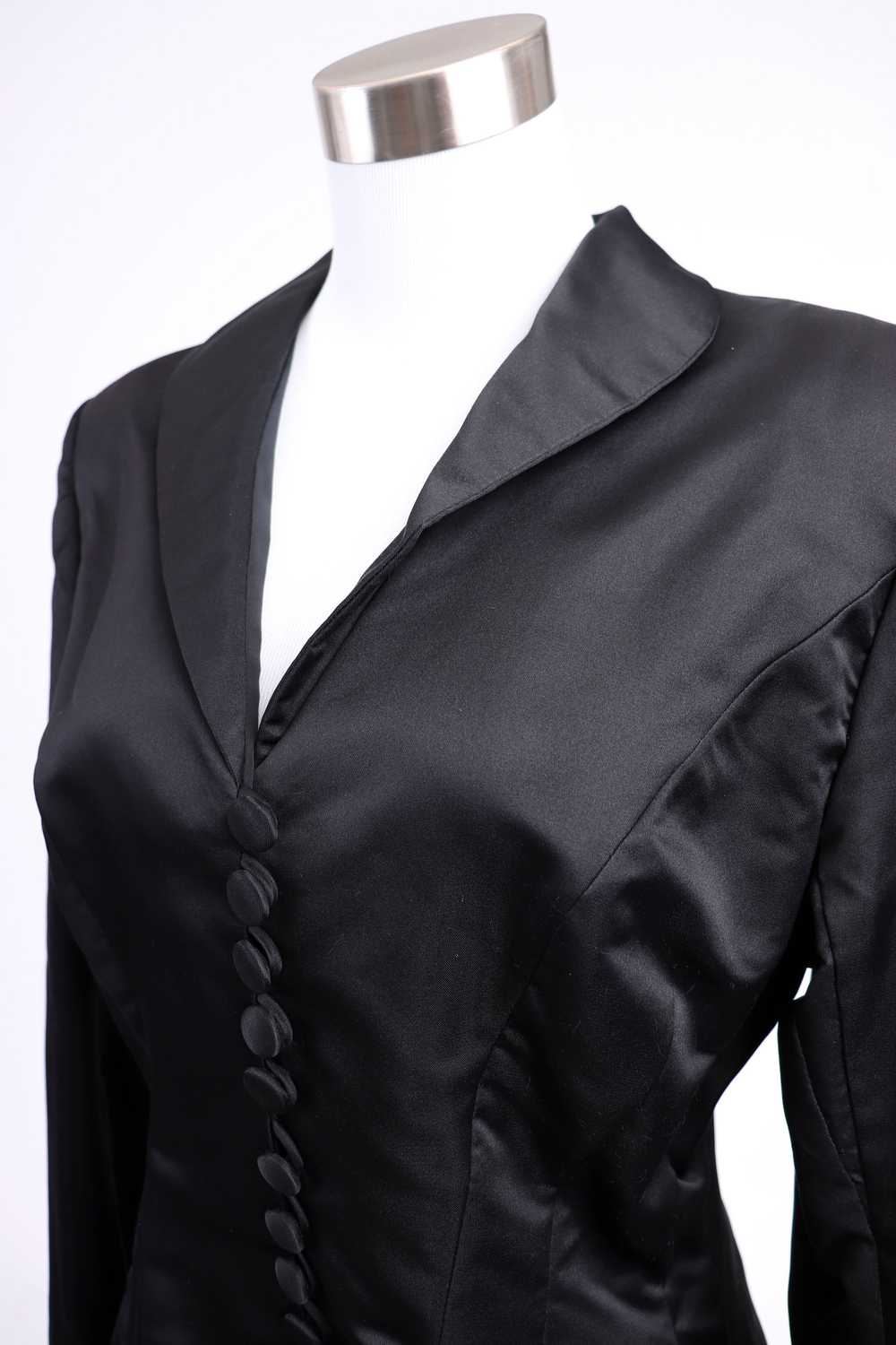 80's Bob Mackie Black Satin Skirt Suit M/L - image 10