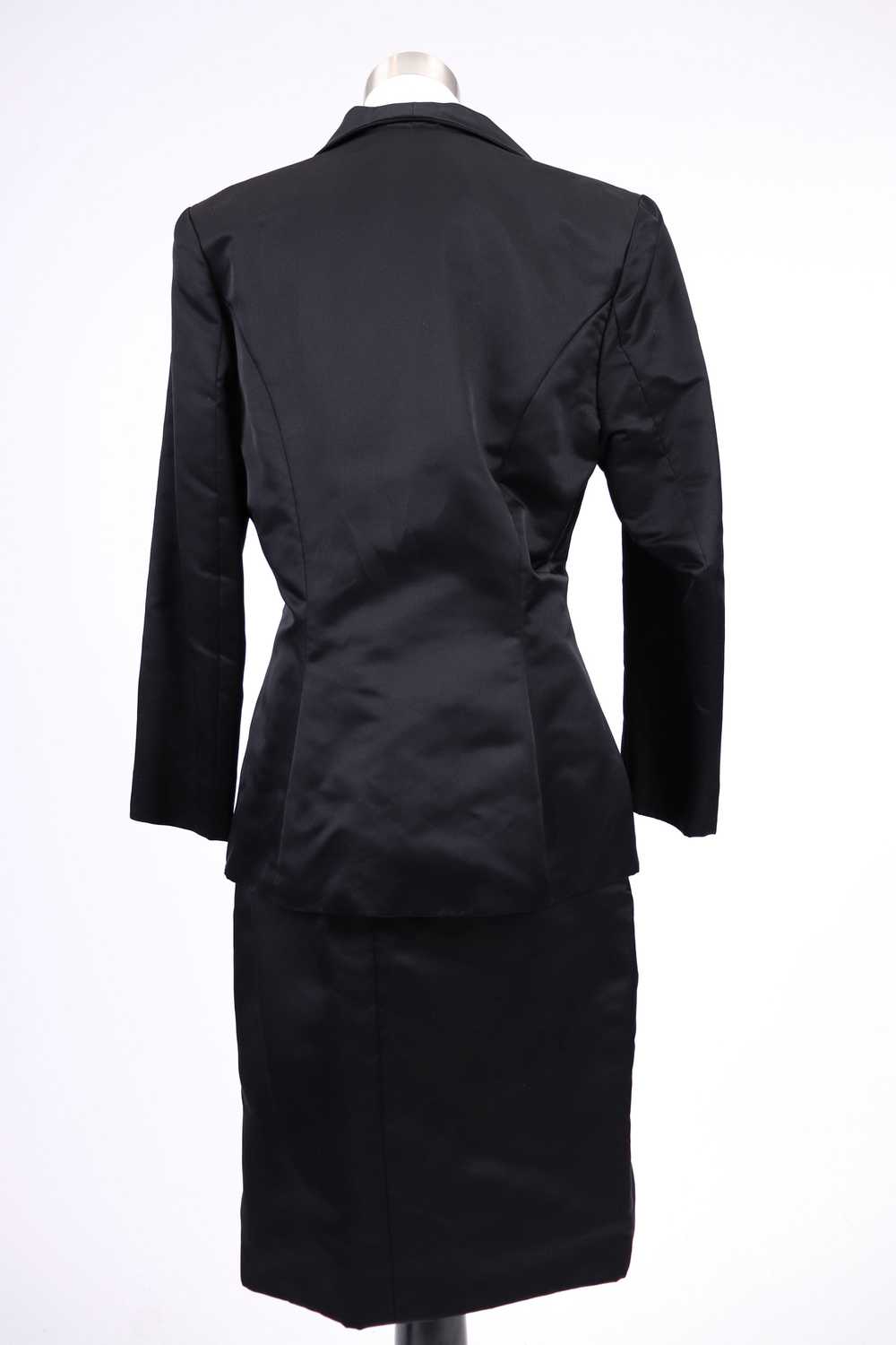80's Bob Mackie Black Satin Skirt Suit M/L - image 6