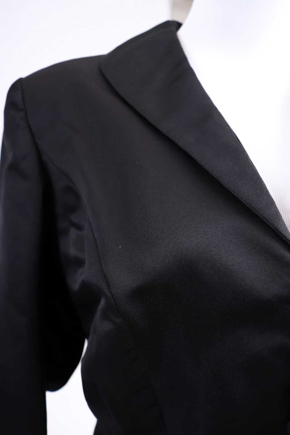 80's Bob Mackie Black Satin Skirt Suit M/L - image 8