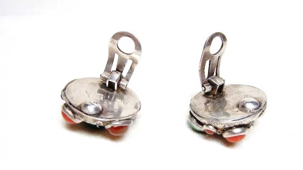 Vintage Multi Stone Clip Earrings - image 4