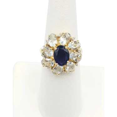 10K Iolite, Aquamarine, & Diamond Ring