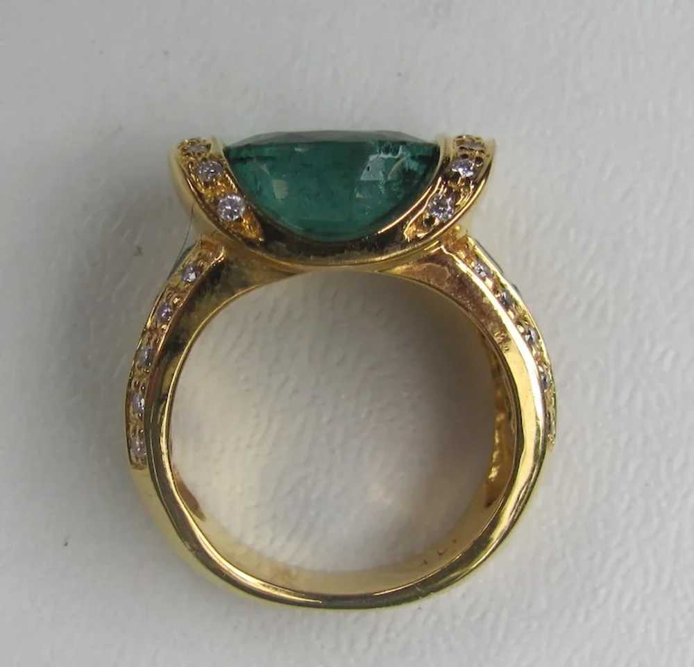 Vintage 14K Gold Emerald and Diamond Ring 1980's … - image 5