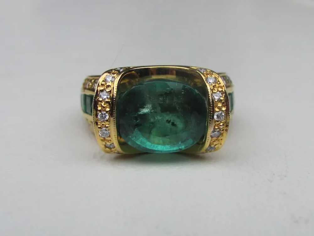 Vintage 14K Gold Emerald and Diamond Ring 1980's … - image 6