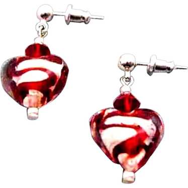 GORGEOUS Venetian Art Glass Earrings, 24K Gold Fo… - image 1
