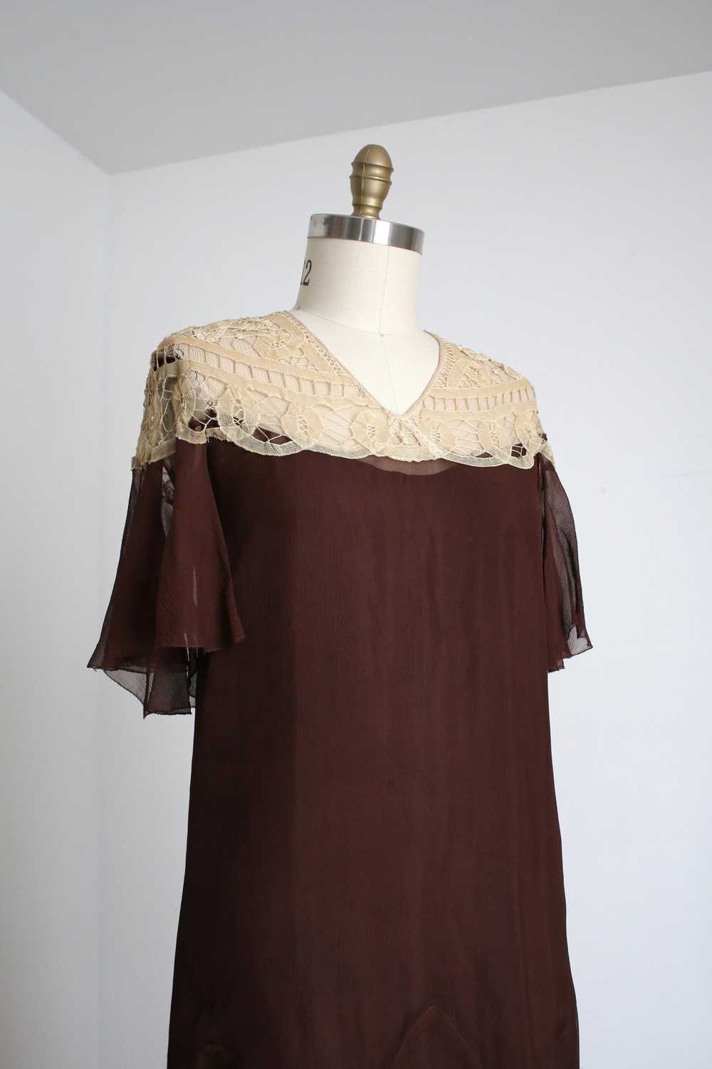 vintage 1930s brown silk dress {s} - image 2