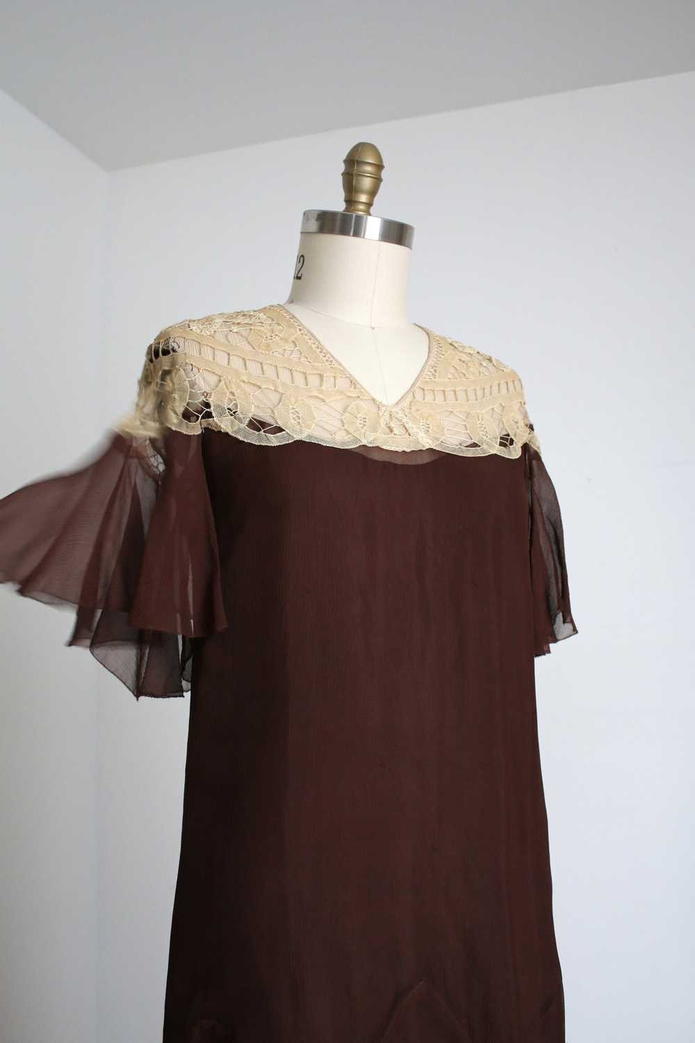 vintage 1930s brown silk dress {s} - image 3