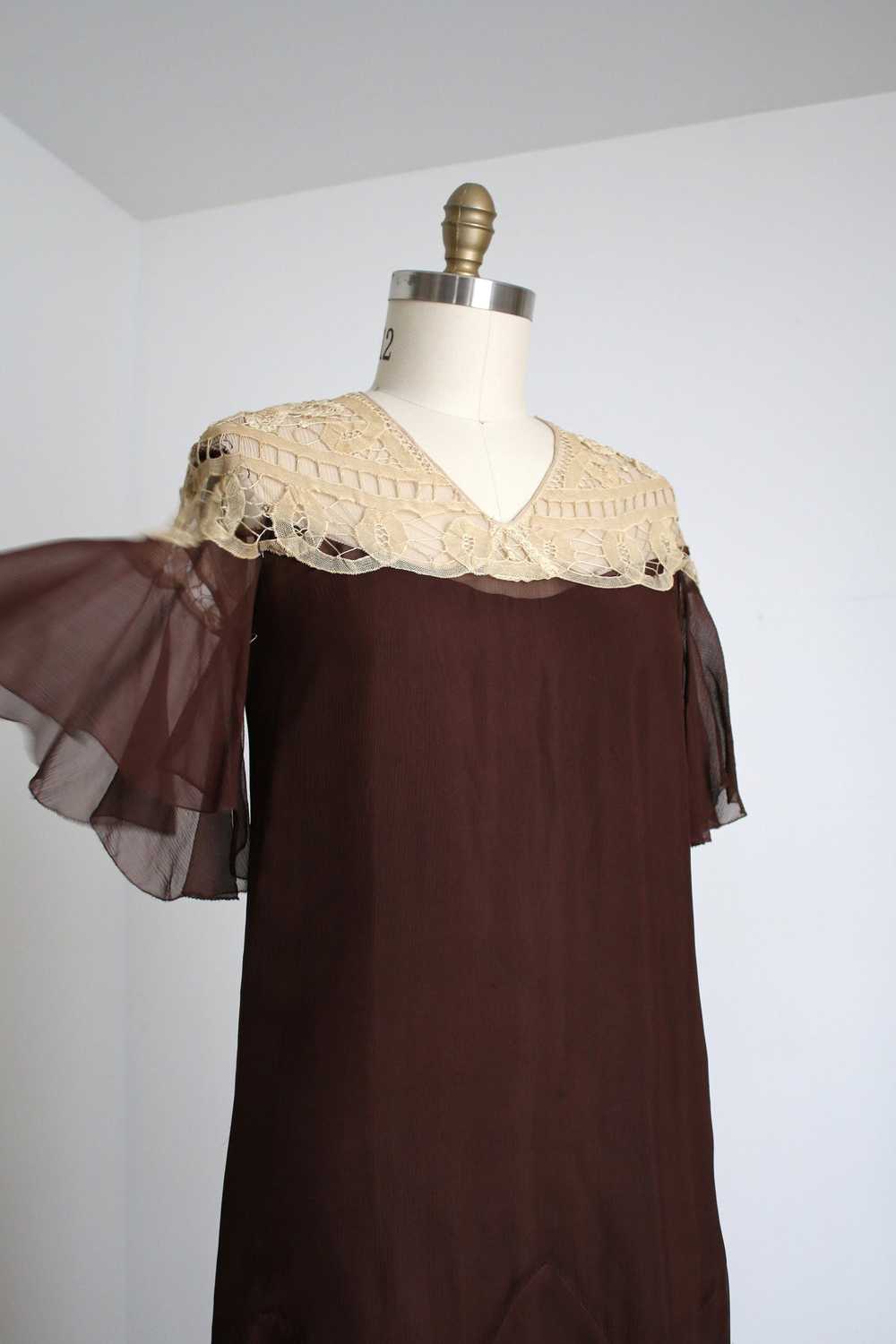 vintage 1930s brown silk dress {s} - image 4