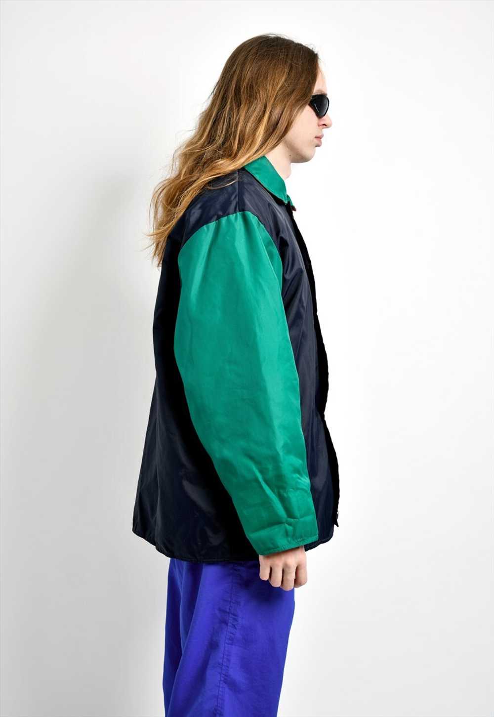 Retro parka coat men navy green spring 80s vintag… - image 5