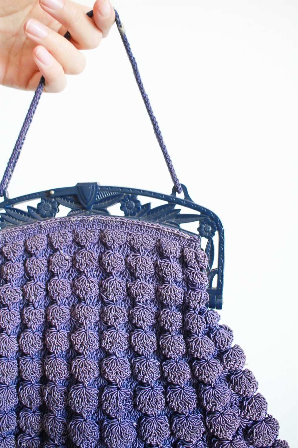 1930s Voilet Berry Knit Handbag - image 2
