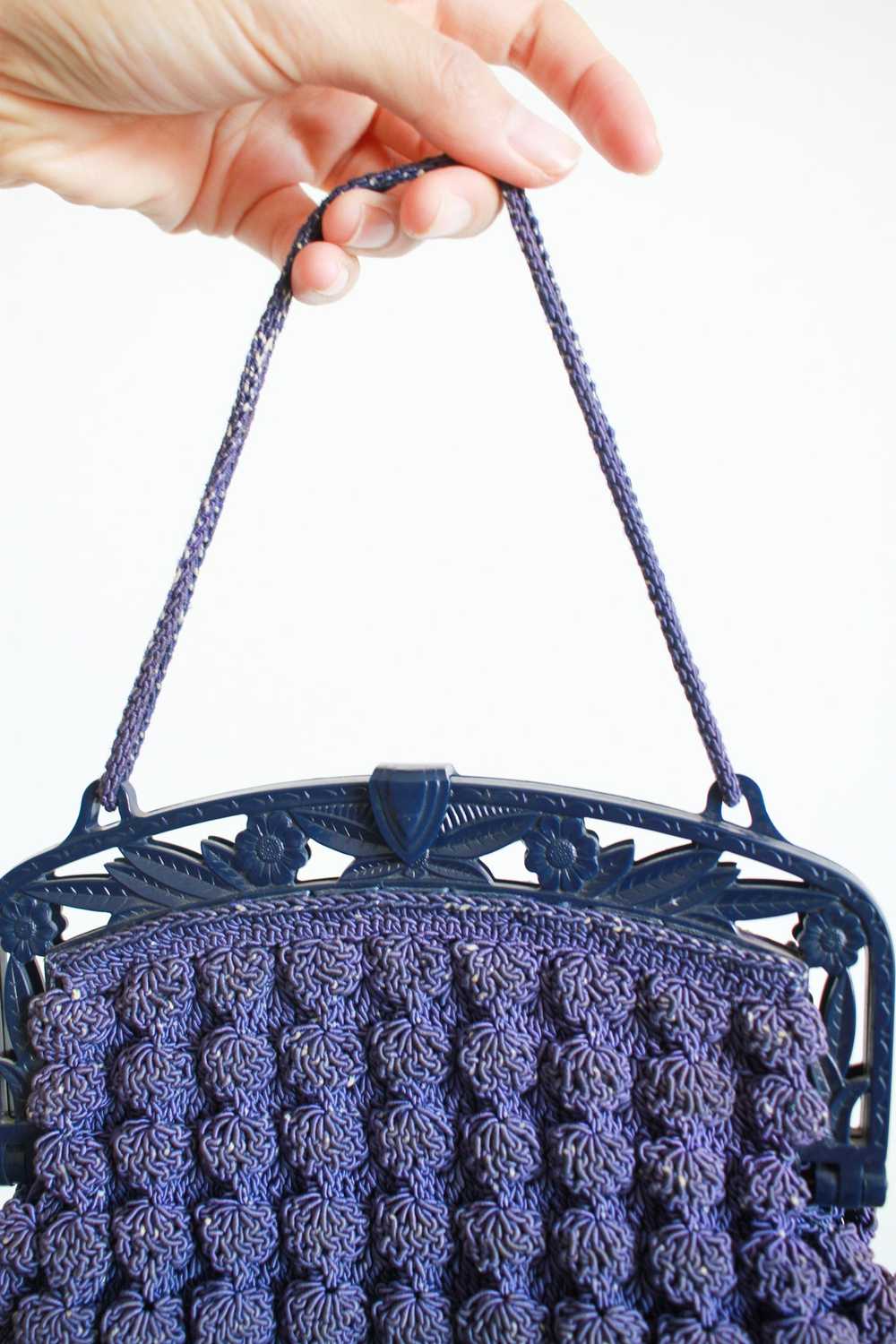 1930s Voilet Berry Knit Handbag - image 5