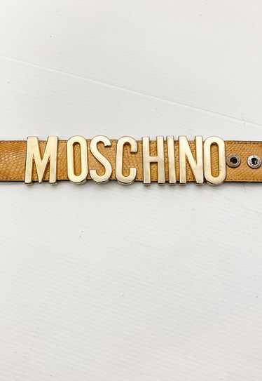 Vintage 90s MOSCHINO lettering logo calfskin brace