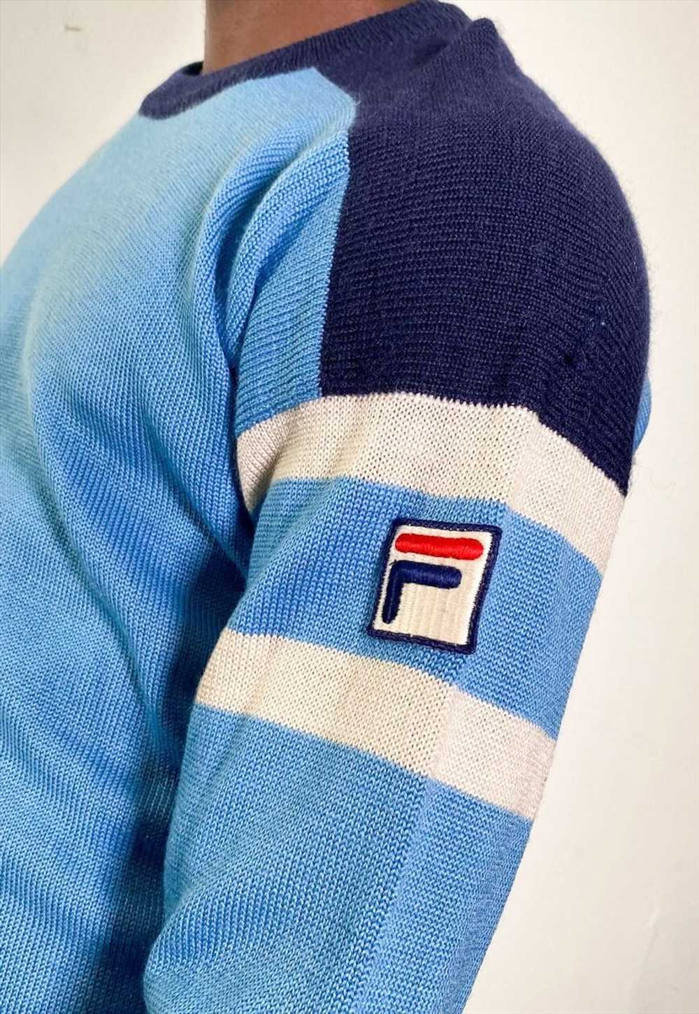 Vintage 80s turquoise tennis wool jumper FILA - image 3