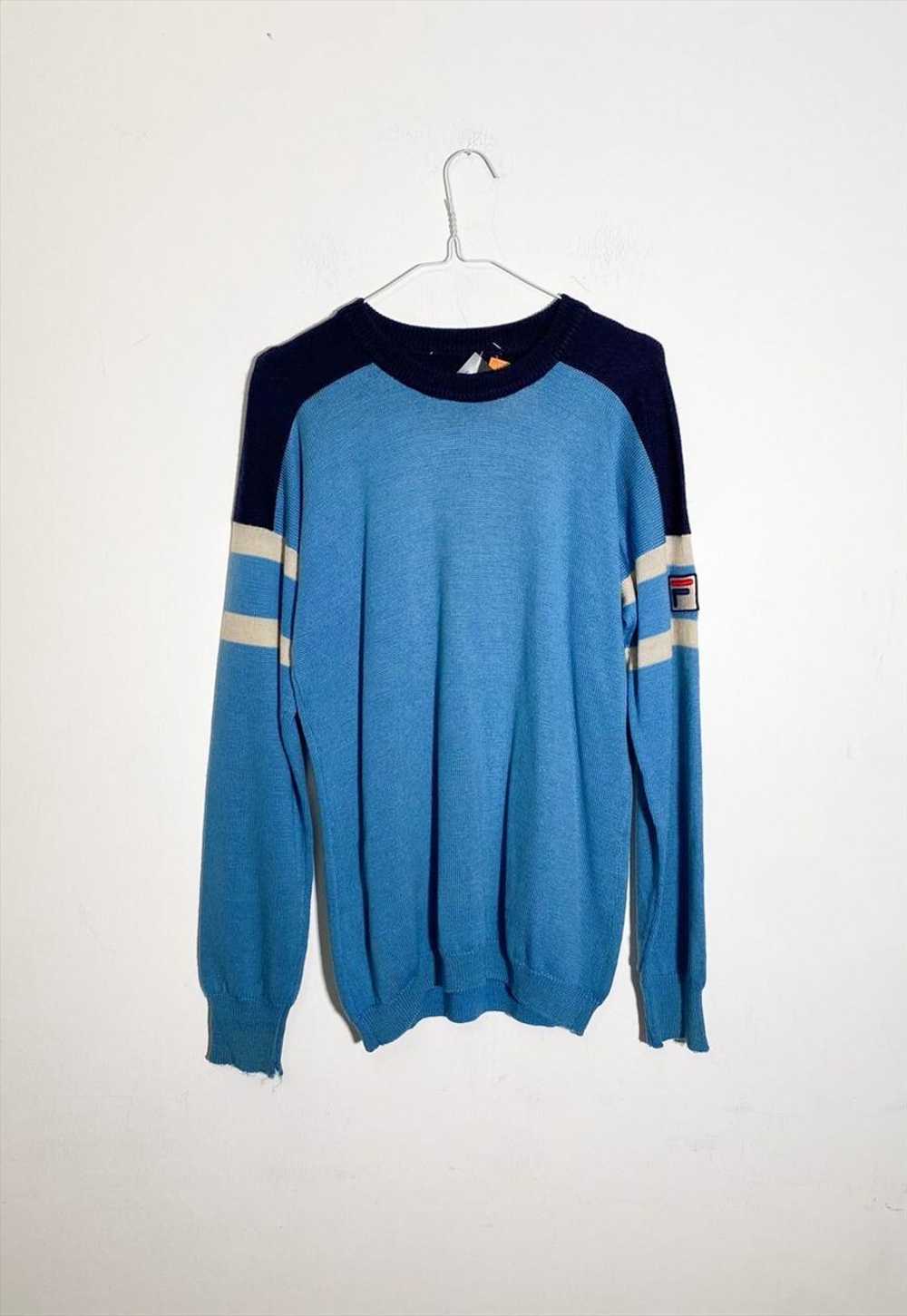 Vintage 80s turquoise tennis wool jumper FILA - image 4