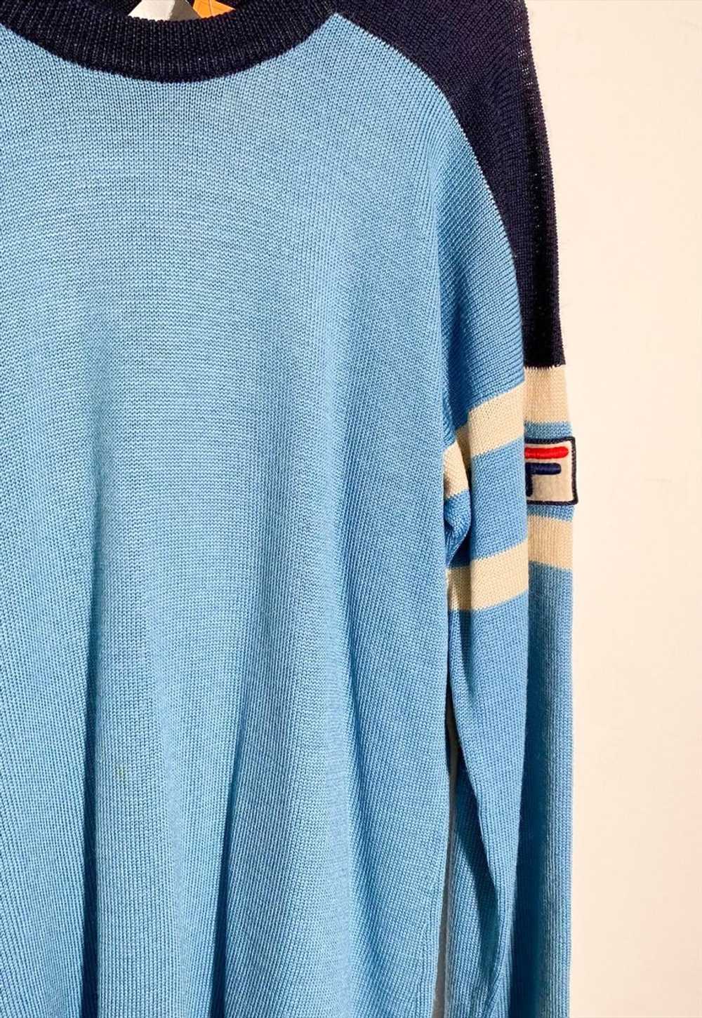 Vintage 80s turquoise tennis wool jumper FILA - image 5