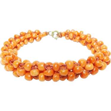 Vintage Woven Coral Bracelet - image 1