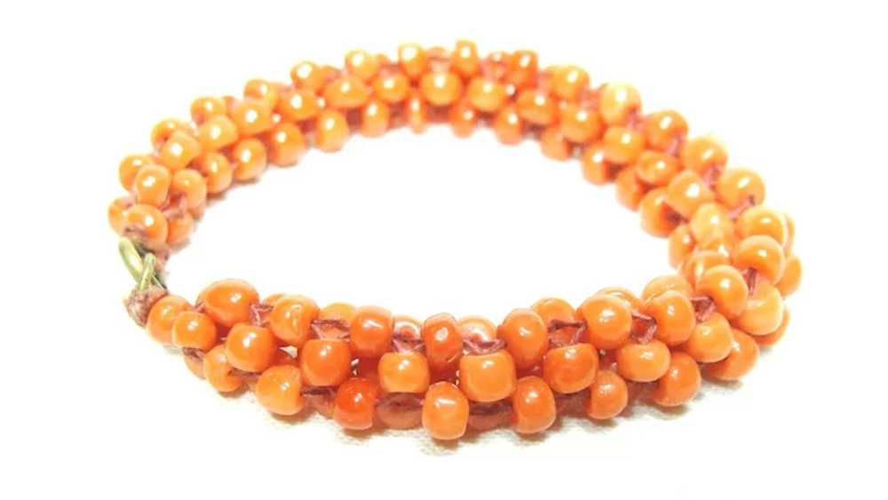 Vintage Woven Coral Bracelet - image 2