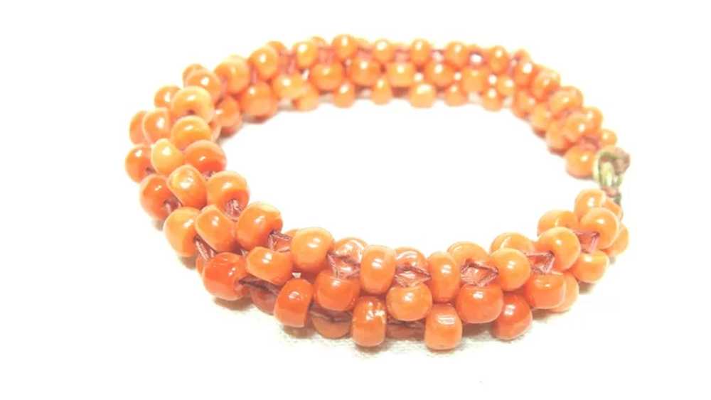 Vintage Woven Coral Bracelet - image 4