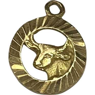 Small Taurus Zodiac Vintage Charm 18K Gold
