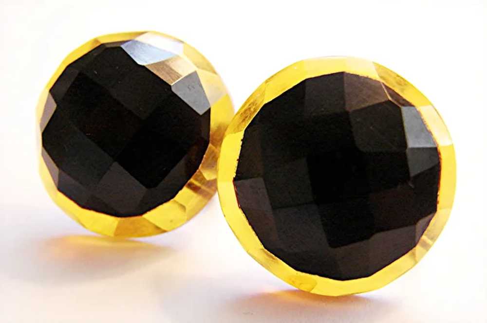 Exquisite APPLE JUICE and BLACK FACETED Bakelite … - image 2