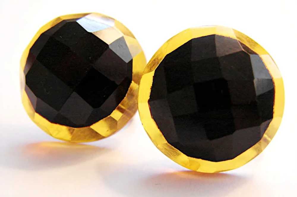 Exquisite APPLE JUICE and BLACK FACETED Bakelite … - image 3
