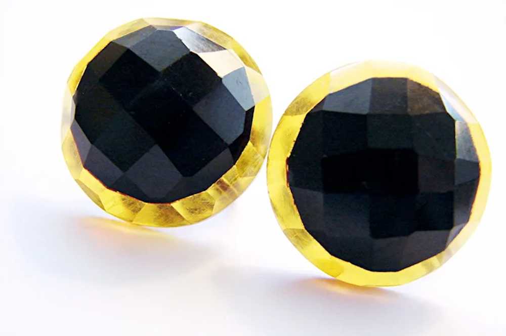 Exquisite APPLE JUICE and BLACK FACETED Bakelite … - image 4