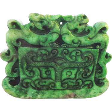 Jade Plaque or Pendant with Archaic Carving