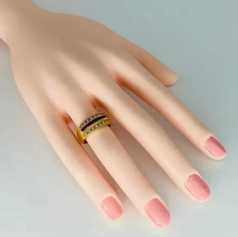 Vintage 1.00 Carat Diamonds & Ruby Band Ring 18k … - image 6