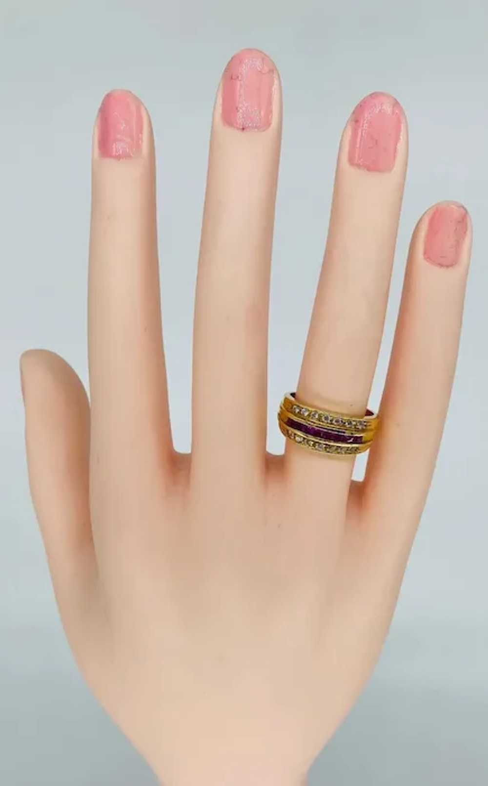 Vintage 1.00 Carat Diamonds & Ruby Band Ring 18k … - image 7