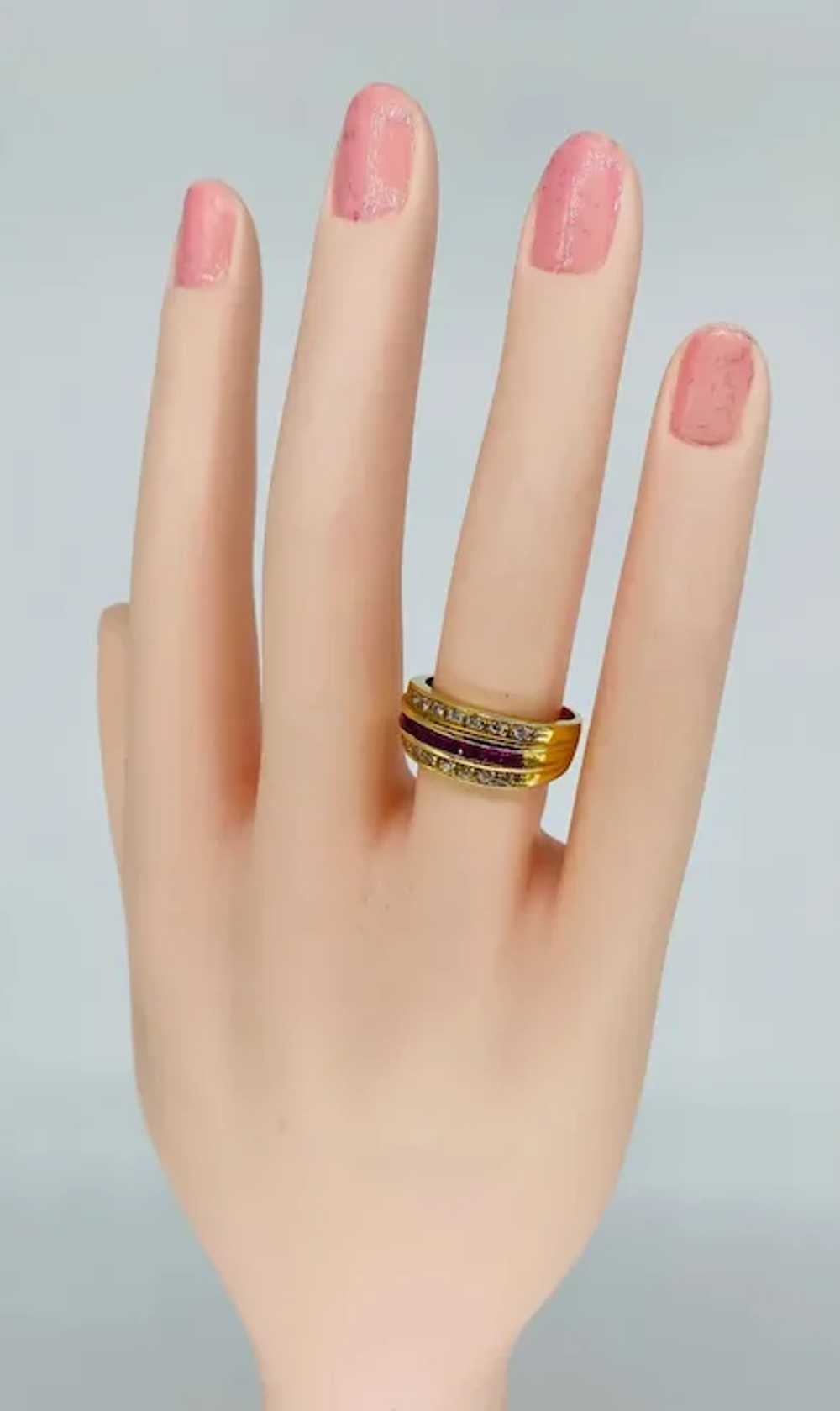 Vintage 1.00 Carat Diamonds & Ruby Band Ring 18k … - image 9