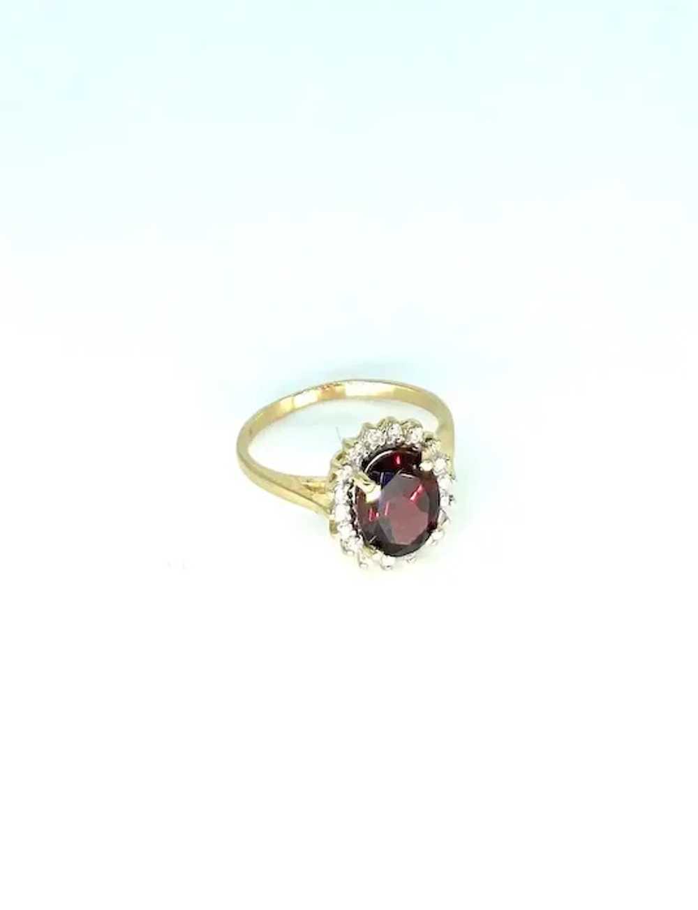 Vintage 2.50 Carat Garnet & Diamonds Cluster Ring - image 2