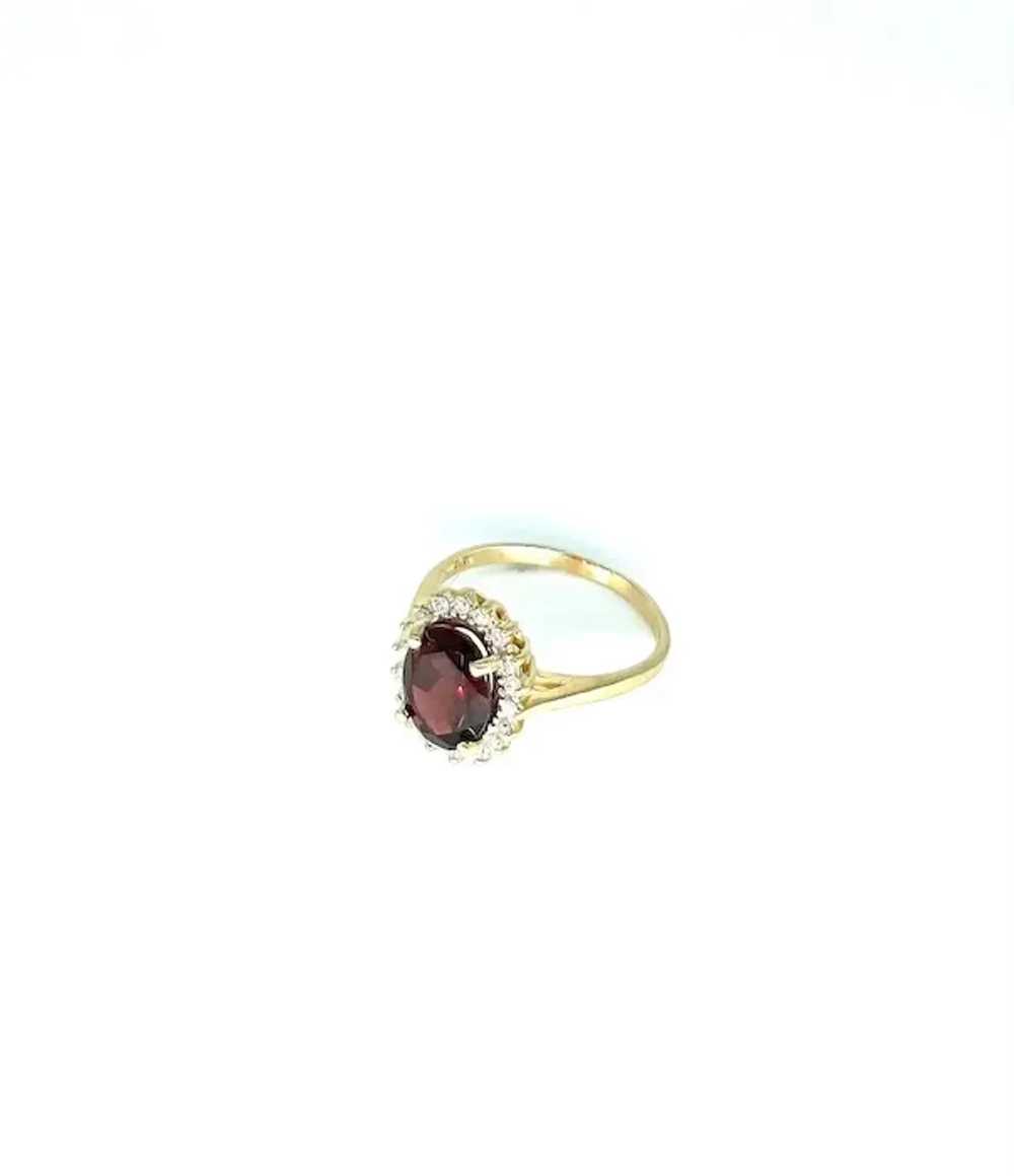 Vintage 2.50 Carat Garnet & Diamonds Cluster Ring - image 3